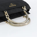 PRADA Chain Hand Bag Nylon Black Silver Auth ka207-7