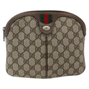 GUCCI GG Supreme Web Sherry Line Bag PVC Beige Gold 904 02 047 Auth ka2077-2