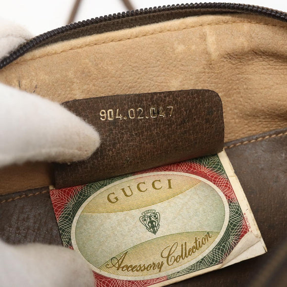 GUCCI GG Supreme Web Sherry Line Bag PVC Beige Gold 904 02 047 Auth ka2077