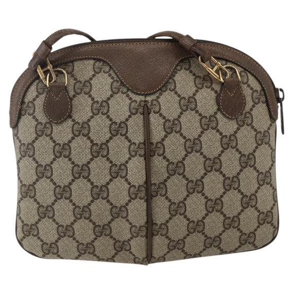 GUCCI GG Supreme Web Sherry Line Bag PVC Beige Gold 904 02 047 Auth ka2077