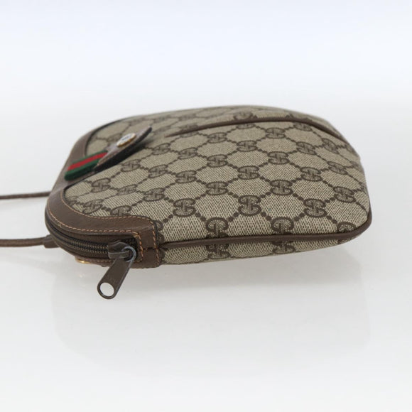 GUCCI GG Supreme Web Sherry Line Bag PVC Beige Gold 904 02 047 Auth ka2077
