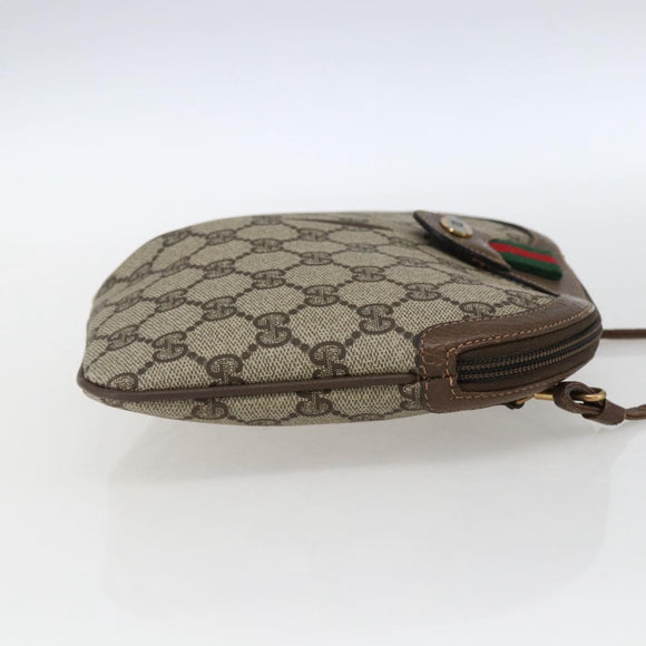 GUCCI GG Supreme Web Sherry Line Bag PVC Beige Gold 904 02 047 Auth ka2077