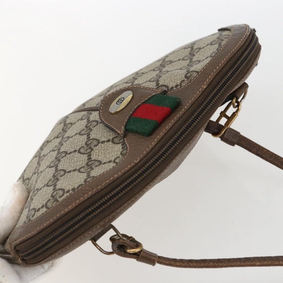 GUCCI GG Supreme Web Sherry Line Bag PVC Beige Gold 904 02 047 Auth ka2077