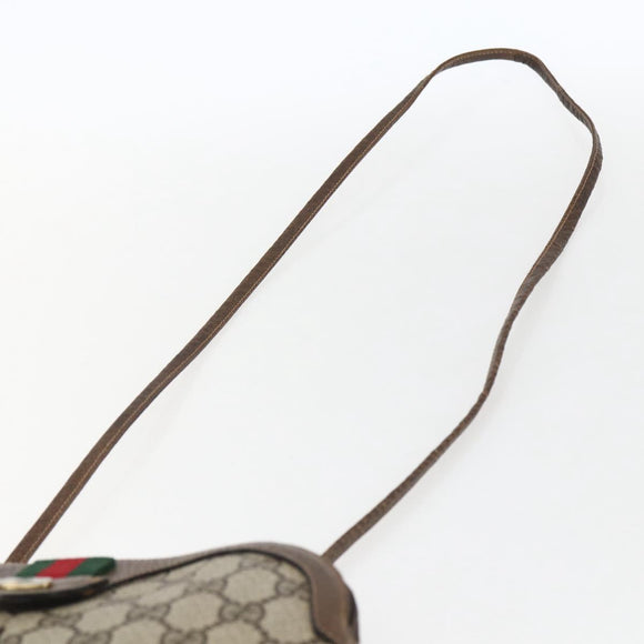 GUCCI GG Supreme Web Sherry Line Bag PVC Beige Gold 904 02 047 Auth ka2077