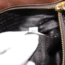 PRADA Hand Bag Leather Dark Brown Gold Auth ka208-12