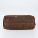 PRADA Hand Bag Leather Dark Brown Gold Auth ka208-5