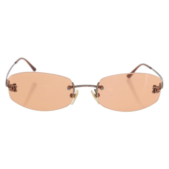 CHANEL Sunglasses metal Orange CC Auth ka2083