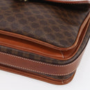 CELINE Macadam Canvas Shoulder Bag PVC Leather Brown Gold Auth ka209-9