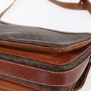 CELINE Macadam Canvas Shoulder Bag PVC Leather Brown Gold Auth ka209-15