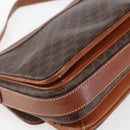 CELINE Macadam Canvas Shoulder Bag PVC Leather Brown Gold Auth ka209-16