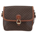 CELINE Macadam Canvas Shoulder Bag PVC Leather Brown Gold Auth ka209-13