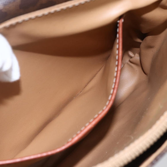 CELINE Macadam Canvas Shoulder Bag PVC Leather Brown Gold Auth ka209