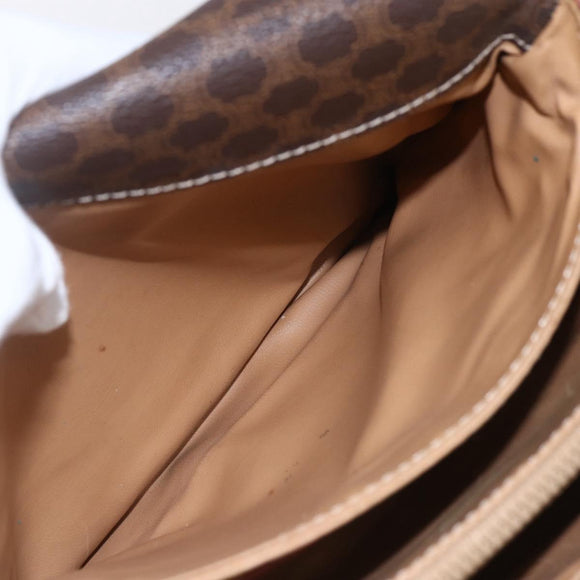 CELINE Macadam Canvas Shoulder Bag PVC Leather Brown Gold Auth ka209