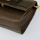 Salvatore Ferragamo Vara Ribbon Chain Bag Leather Brown Gold Auth ka2095-9