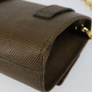 Salvatore Ferragamo Vara Ribbon Chain Bag Leather Brown Gold Auth ka2095-15