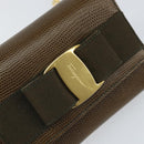 Salvatore Ferragamo Vara Ribbon Chain Bag Leather Brown Gold Auth ka2095-17