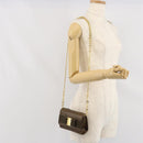 Salvatore Ferragamo Vara Ribbon Chain Bag Leather Brown Gold Auth ka2095-20