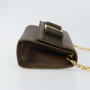 Salvatore Ferragamo Vara Ribbon Chain Bag Leather Brown Gold Auth ka2095-3