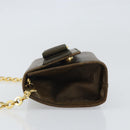 Salvatore Ferragamo Vara Ribbon Chain Bag Leather Brown Gold Auth ka2095-4