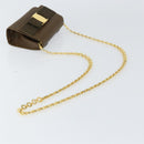 Salvatore Ferragamo Vara Ribbon Chain Bag Leather Brown Gold Auth ka2095-7