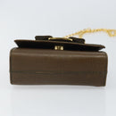 Salvatore Ferragamo Vara Ribbon Chain Bag Leather Brown Gold Auth ka2095-5