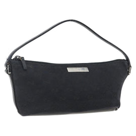 GUCCI GG Canvas Accessory Pouch Black Silver 039 1103 Auth ka2097
