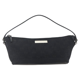 GUCCI GG Canvas Accessory Pouch Black Silver 039 1103 Auth ka2097 - 0