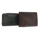 LOUIS VUITTON Monogram Taiga Clutch Bag 2 Set Green LV Auth ka2098-1
