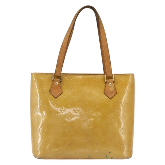 LOUIS VUITTON Monogram Vernis Houston Hand Bag Beige M91004 LV Auth ka2099