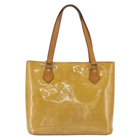LOUIS VUITTON Monogram Vernis Houston Hand Bag Beige M91004 LV Auth ka2099