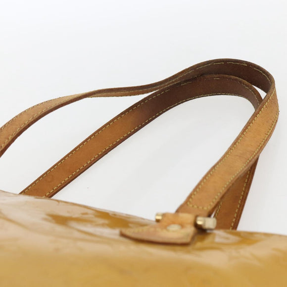 LOUIS VUITTON Monogram Vernis Houston Hand Bag Beige M91004 LV Auth ka2099