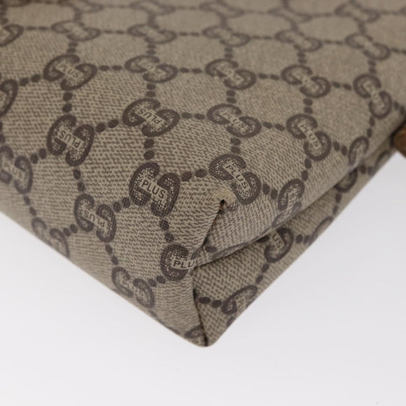 GUCCI GG Plus Supreme Shoulder Bag PVC Beige Gold Auth ka2102