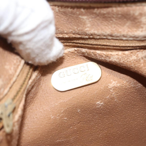 GUCCI GG Plus Supreme Shoulder Bag PVC Beige Gold Auth ka2102