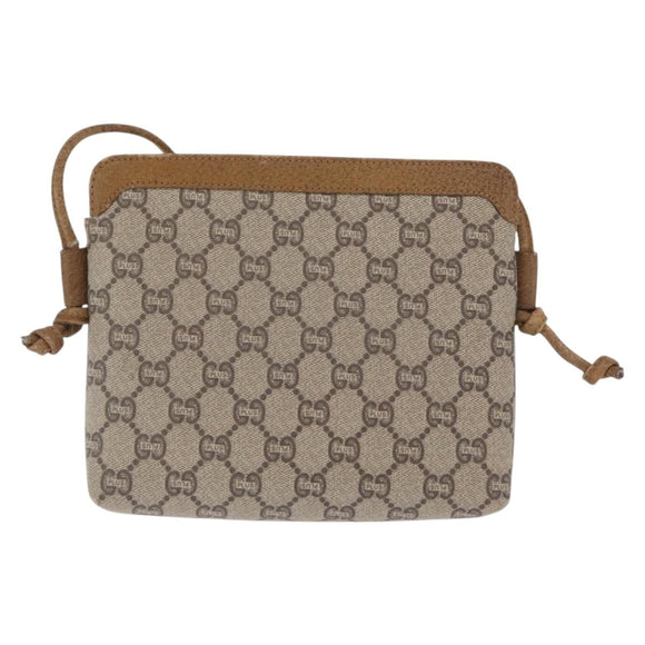GUCCI GG Plus Supreme Shoulder Bag PVC Beige Gold Auth ka2102