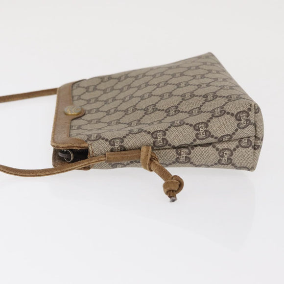 GUCCI GG Plus Supreme Shoulder Bag PVC Beige Gold Auth ka2102