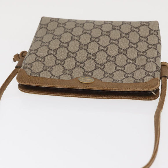 GUCCI GG Plus Supreme Shoulder Bag PVC Beige Gold Auth ka2102