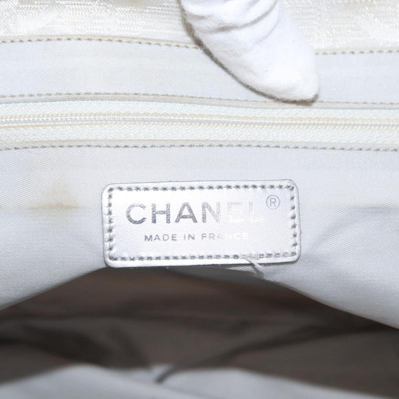 CHANEL New Travel Line Tote Bag Nylon Silver CC Auth ka2106