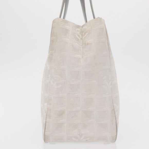 CHANEL New Travel Line Tote Bag Nylon Silver CC Auth ka2106