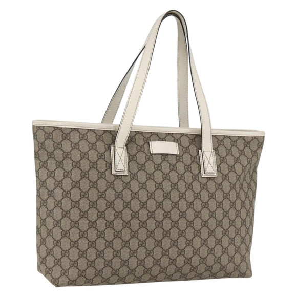 GUCCI GG Supreme Tote Bag PVC Beige 211137 Auth ka2107