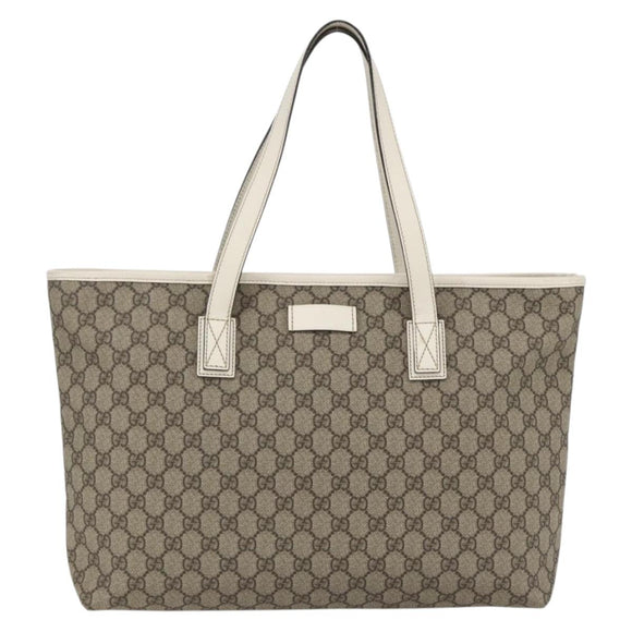 GUCCI GG Supreme Tote Bag PVC Beige 211137 Auth ka2107