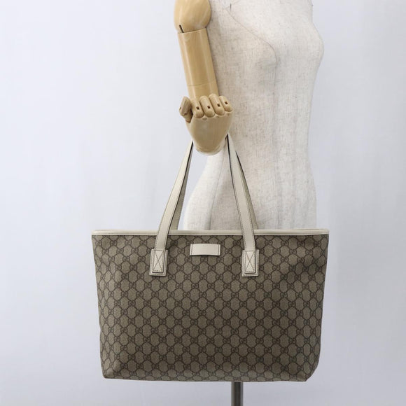 GUCCI GG Supreme Tote Bag PVC Beige 211137 Auth ka2107