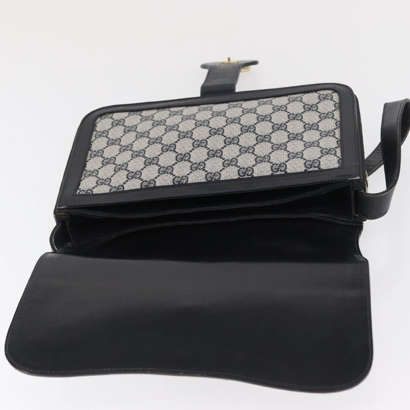 GUCCI GG Supreme Sherry Line Shoulder Bag PVC Navy Gold Auth ka2109