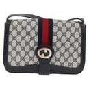 GUCCI GG Supreme Sherry Line Shoulder Bag PVC Navy Gold Auth ka2109-13