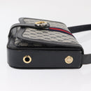 GUCCI GG Supreme Sherry Line Shoulder Bag PVC Navy Gold Auth ka2109-3