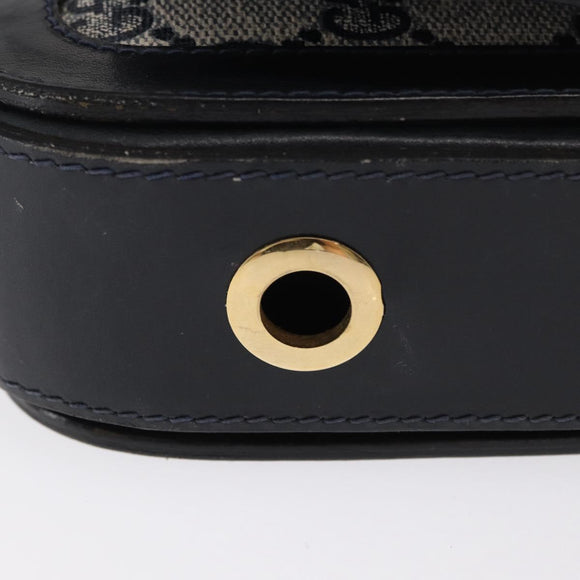 GUCCI GG Supreme Sherry Line Shoulder Bag PVC Navy Gold Auth ka2109