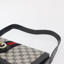 GUCCI GG Supreme Sherry Line Shoulder Bag PVC Navy Gold Auth ka2109-9