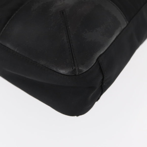PRADA Tote Bag Nylon Leather Black Silver Auth ka211