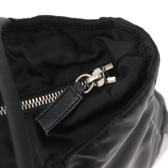 PRADA Tote Bag Nylon Leather Black Silver Auth ka211