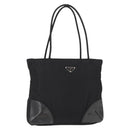 PRADA Tote Bag Nylon Leather Black Silver Auth ka211-1