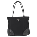 PRADA Tote Bag Nylon Leather Black Silver Auth ka211-13